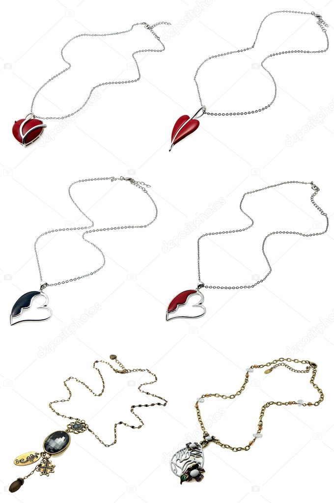 A set of necklaces with pendants