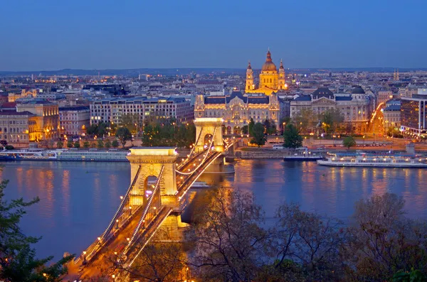 Budapest Panorama Řetězový most — Stock fotografie