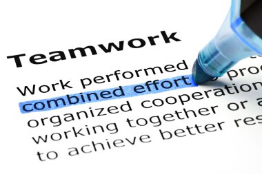 Teamwork with blue marker clipart