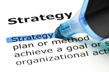 Strategy highlighted in blue clipart