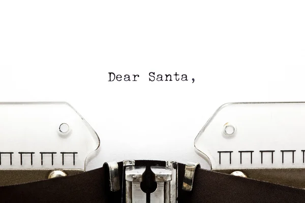 在打字机上给圣诞老人的信 — 图库照片
