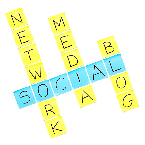 Social Media Quebra-cabeça de palavras cruzadas — Fotografia de Stock