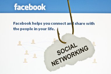 'SOCIAL NETWORKING', infront of Facebook's main page clipart