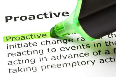 Word Proactive highlighted in green clipart