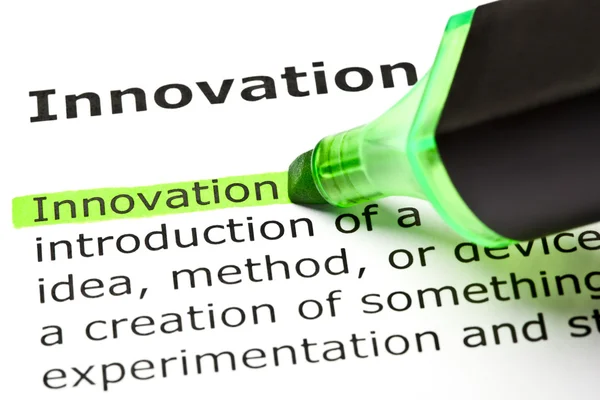 "Innovation" markerade med grönt — Stockfoto