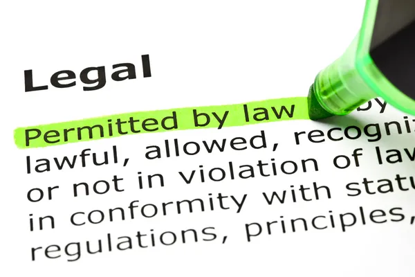 'Permitted by law', under 'Legal' — Stockfoto