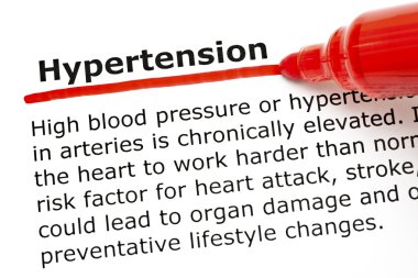 Hypertension underlined with red marker clipart