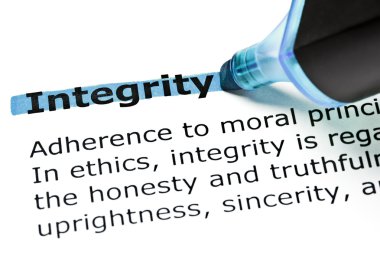 Integrity highlighted in blue clipart