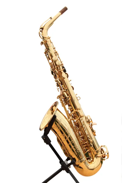 Saksofon na stojaku — Zdjęcie stockowe