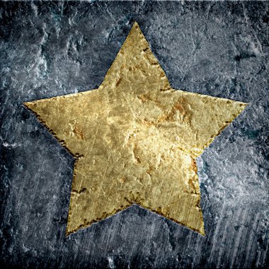 Gold metallic grunge star clipart