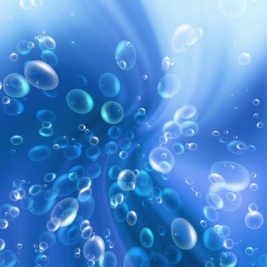 Bubbles in the blue water clipart