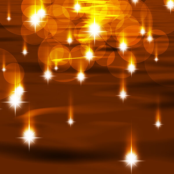 Glittering stars blurred yellow and red background