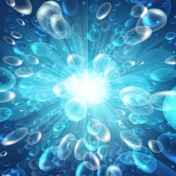 stock image Explosion of air bubbles on a blue water