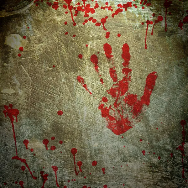 Background with a print of a bloody hand — Stock Photo, Image