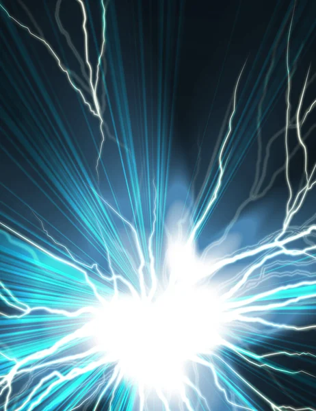 Electric flash of lightning on a dark — Stock Photo, Image
