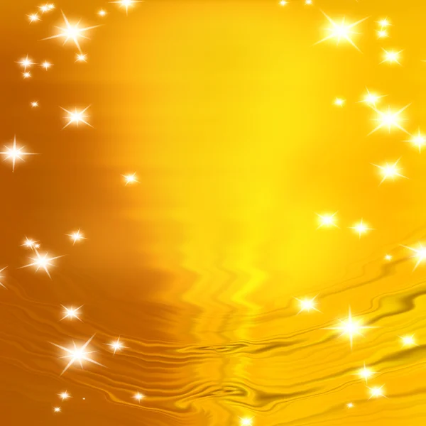 Estrelas em um fundo de ouro e onda embaçada — Fotografia de Stock