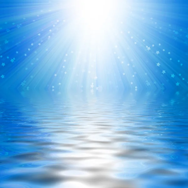 Água, pôr do sol céu azul — Fotografia de Stock