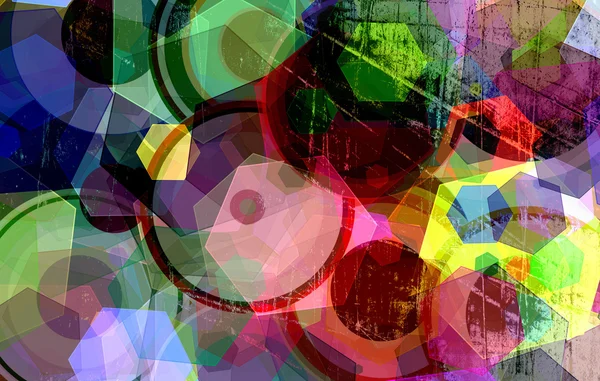 Grunge hexagoner och cirklar — Stockfoto