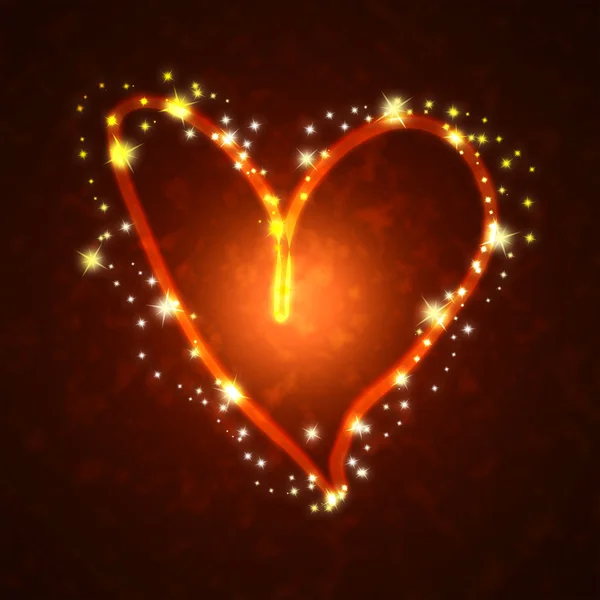 Sparkles ile yanan kalp — Stok fotoğraf