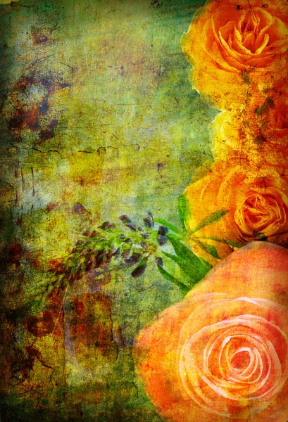 Roses on the old grunge texture — Stock Photo, Image