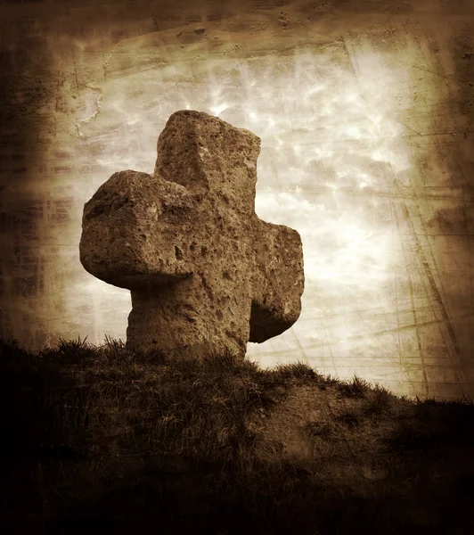 Antigua cruz de piedra — Foto de Stock