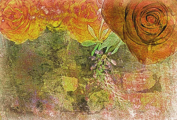 Rosas en la vieja textura grunge — Foto de Stock