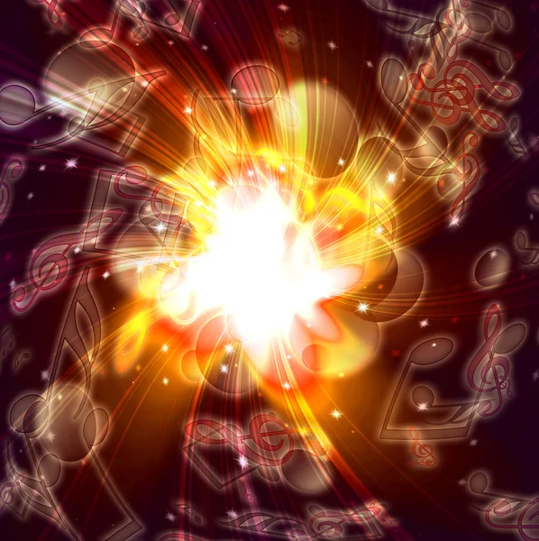 Explosión mágica con estrellas y notas musicales — Foto de Stock