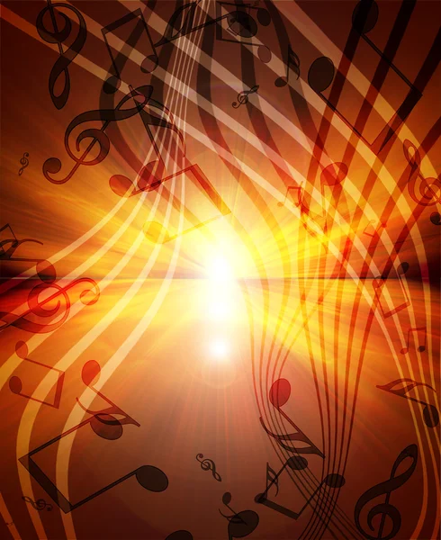 Zářící slunce s hudební noty — Stock fotografie