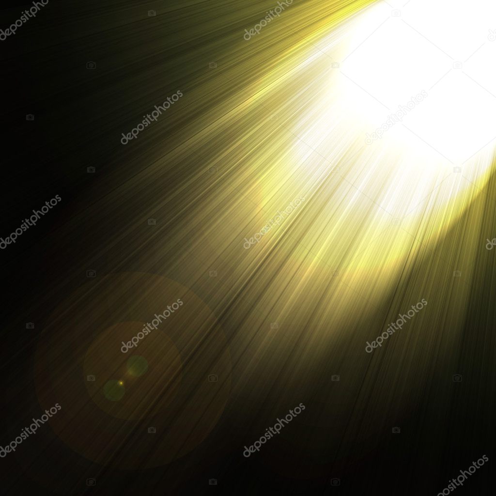 Shining rays of glare on a dark background