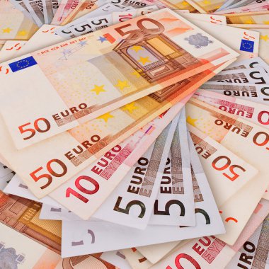 5, 10, 20, 50 Euro banknotes clipart
