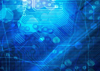 Bilgisayar anakart üzerinde mavi bir arka plan