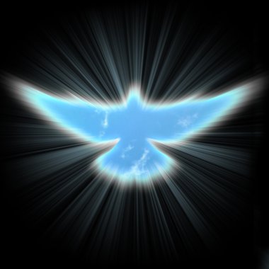 Shining dove with rays on a dark clipart