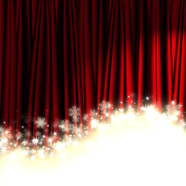 Christmas red theater curtain clipart