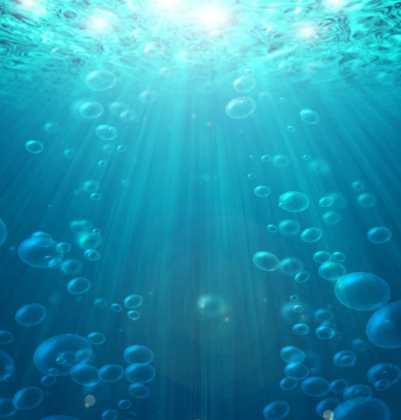 Bubblor i det blå vattnet — Stockfoto