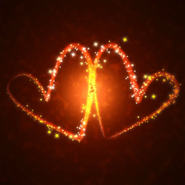 Burning hearts with sparkles — Stock Photo, Image