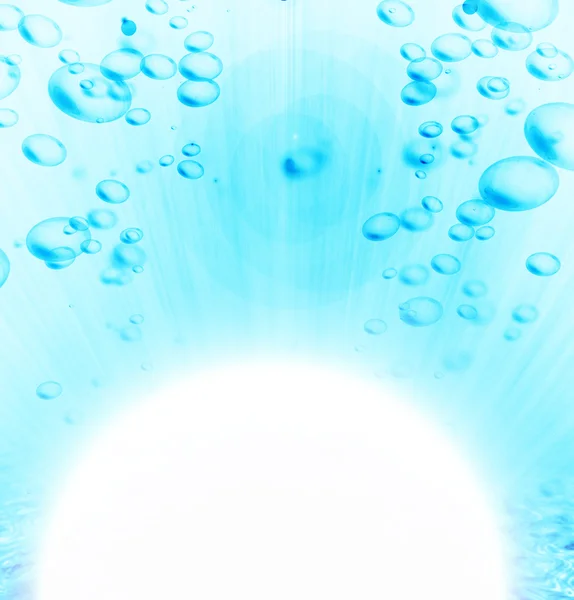 Bolhas na água azul — Fotografia de Stock