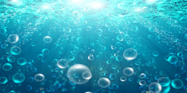 Bobler i det blå vannet – stockfoto