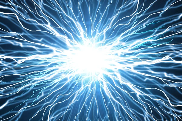Flash elétrico de relâmpago em um fundo azul — Fotografia de Stock