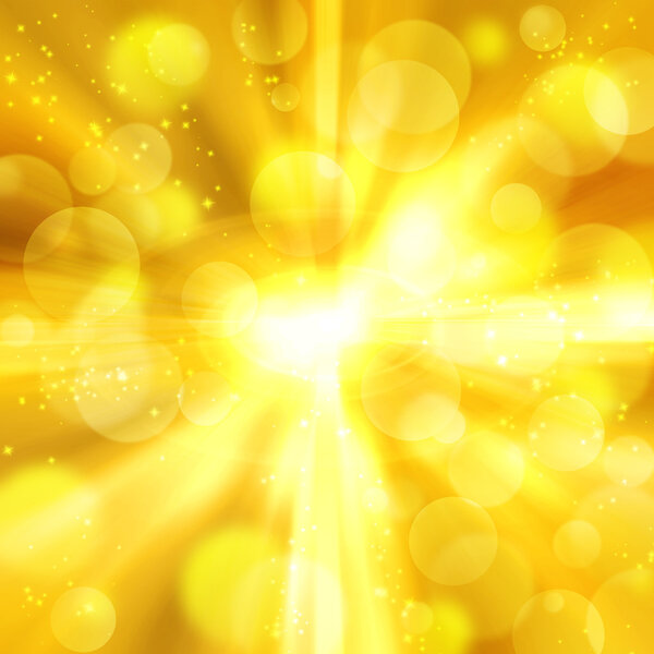 Abstract golden glowing background with stars and circles