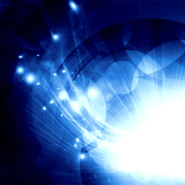 Blauwe cirkels met heldere stralen van licht — Stockfoto