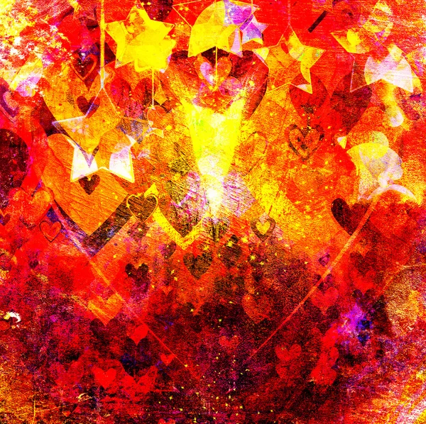 Грандиозный фон с сердцами и звездами — стоковое фото