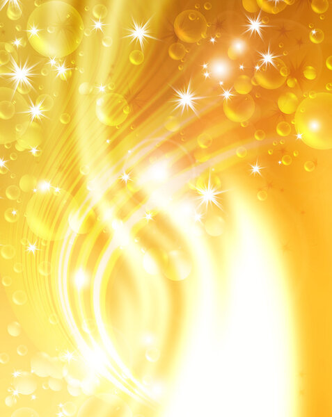 Festive air bubbles, abstract golden background