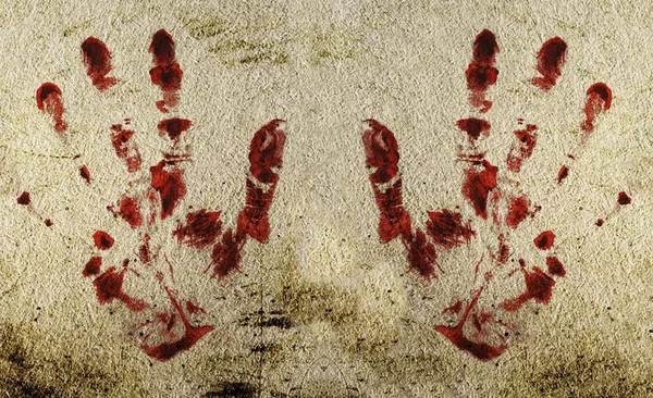 Hintergrund mit dem Abdruck einer blutigen Hand — Stockfoto