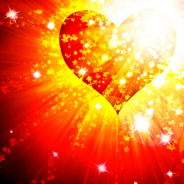 Red heart with rays — Stock Photo, Image