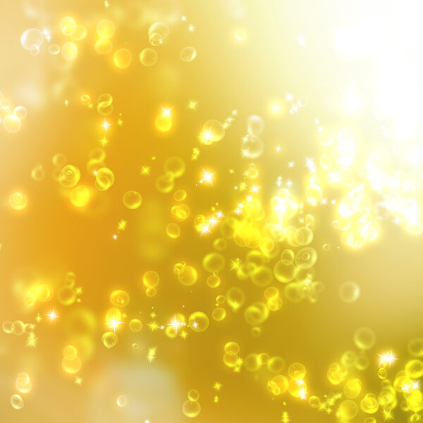 Champagne bubbles on a golden background
