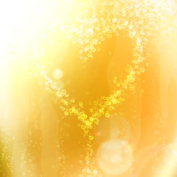Corazón de las burbujas en una copa de champán — Foto de Stock