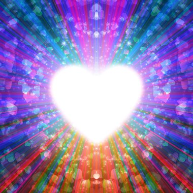 Design of multi-colored rays emanating from the radiant heart clipart