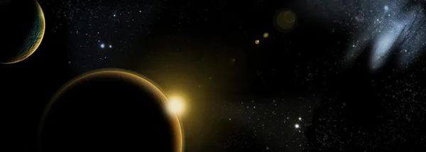 Planeta con salida del sol — Foto de Stock