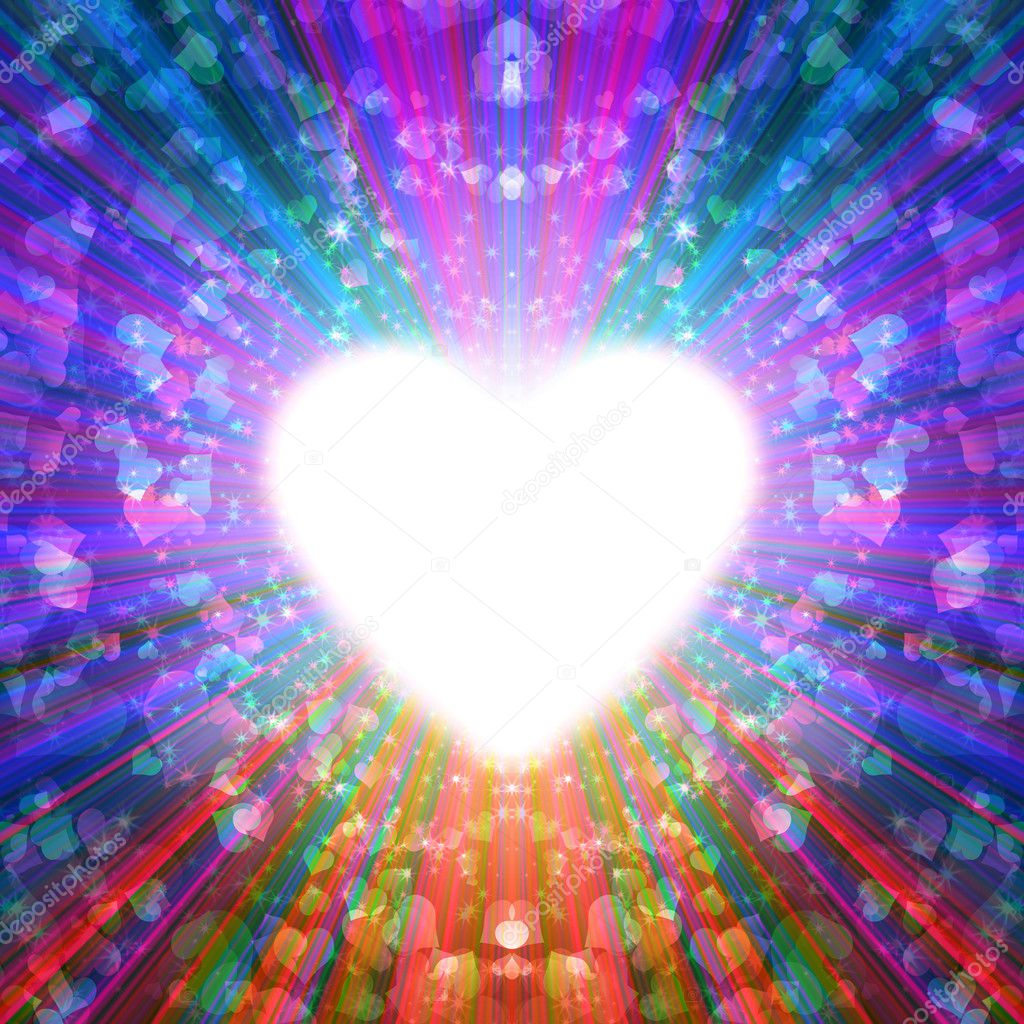 Design of multi-colored rays emanating from the radiant heart