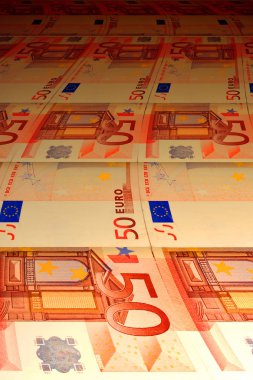Tortuous background of euro banknotes clipart